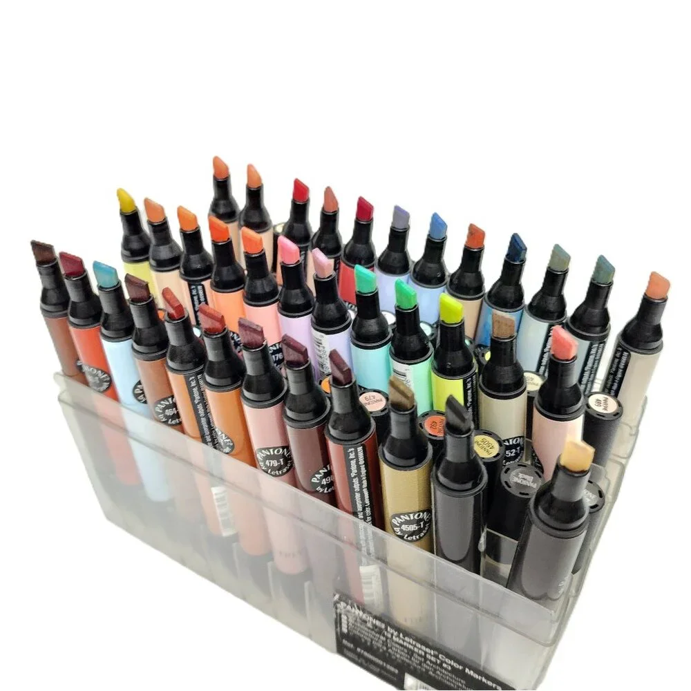 PANATONE TRIA by Letraset Art Color Markers 3 Tip w/Case EXCELLENT Tested D/C